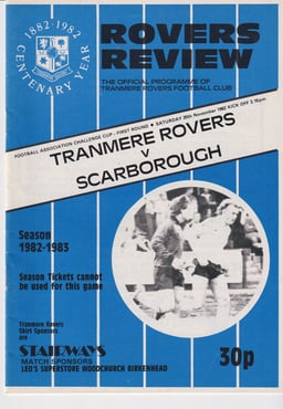 Tranmere Rovers v Scarborough Match Programme 1982-11-20